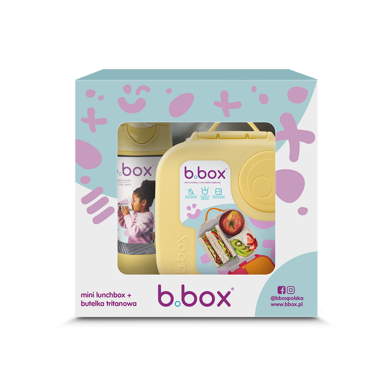Zestaw Sportowa butelka tritanowa 450 ml + Mini Lunchbox, Lemon Twist, b.box