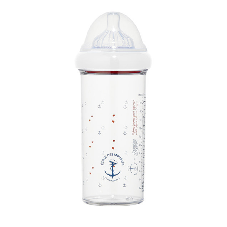 Butelka ze smoczkiem do karmienia niemowląt, Marine Nationale, tritanowa, 6 m+, 360 ml, Le Biberon Français