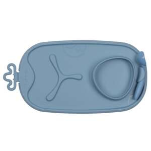 B.Box Roll & Go - Silikonowa mata BLW z talerzykiem do nauki samodzielnego jedzenia dla dzieci, błękit, OUTLET