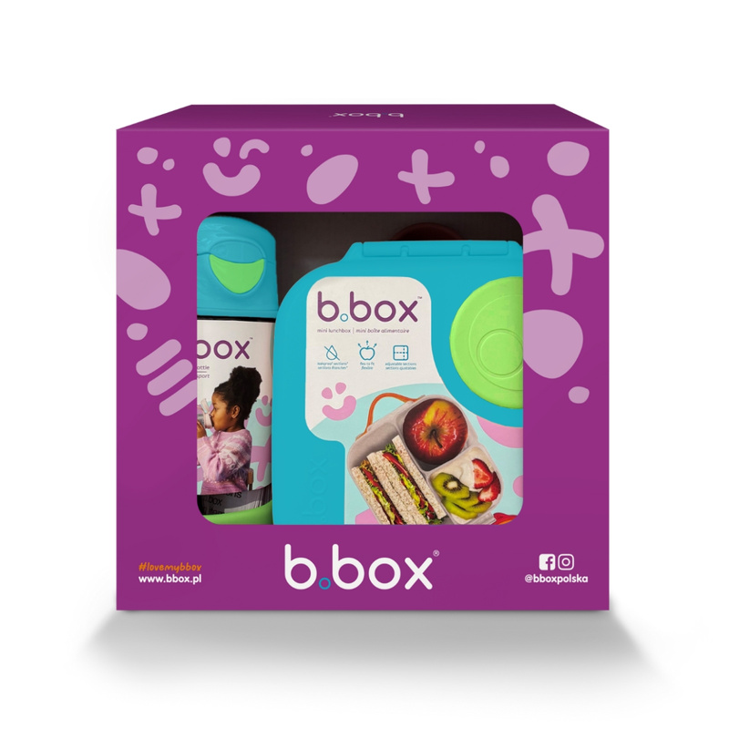 Zestaw Sportowa butelka tritanowa 450 ml + Mini Lunchbox, Ocean Breeze, b.box