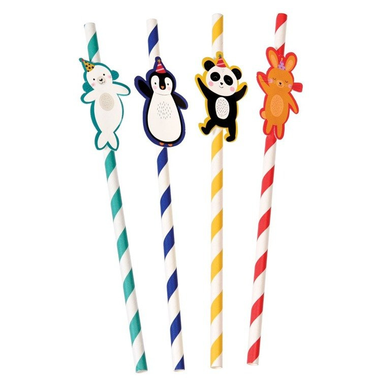 Słomki papierowe 4 szt., Zwierzaki, Rex London