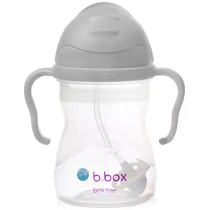 B.box bidon dla dzieci - kubek niekapek ze słomką 240 ml szary