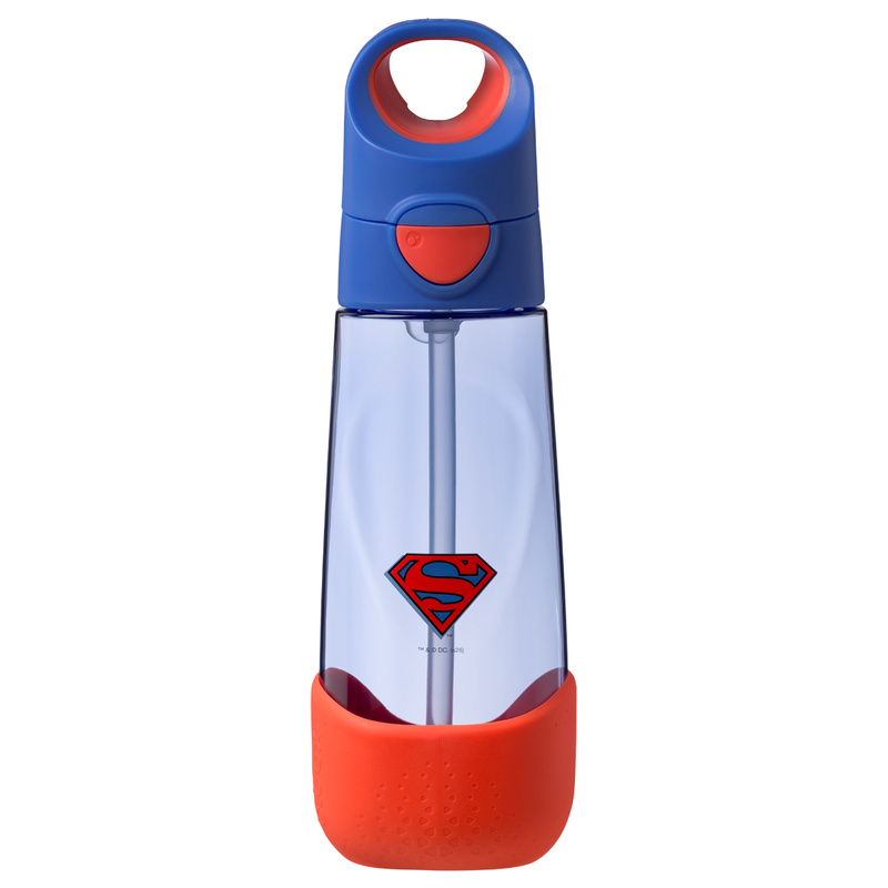 Superman by b.box Butelka na wodę dla dzieci 600 ml - tritanowa butelka ze słomką do szkoły