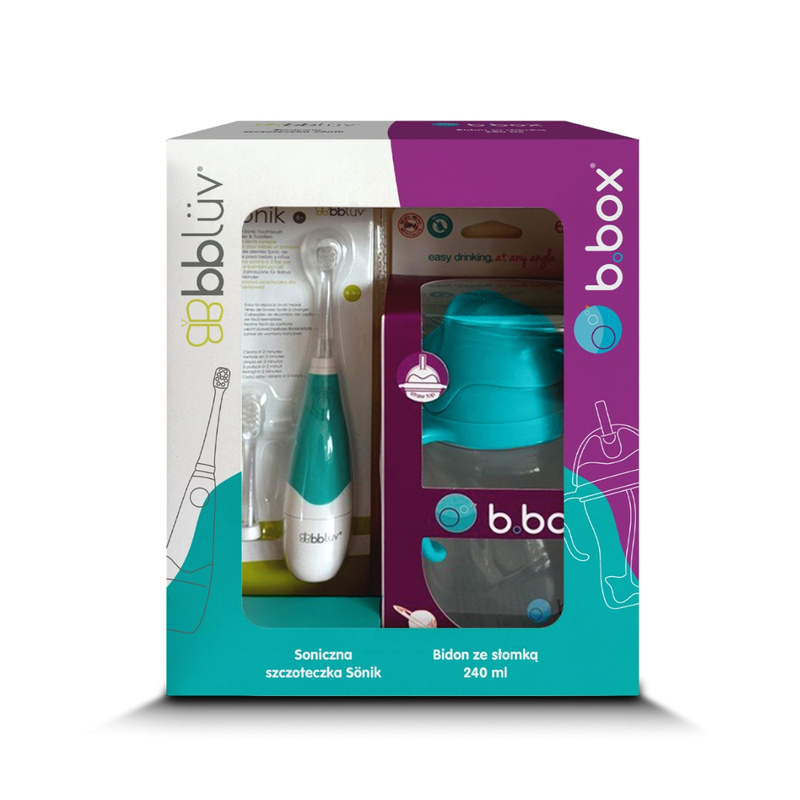 Zestaw Soniczna szczoteczka dla dziecka Sönik, bblüv+ Bidon ze słomką 240 ml, azure b.box