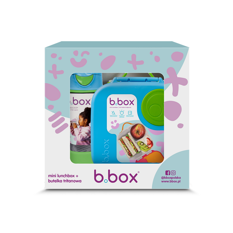 Zestaw Sportowa butelka tritanowa 450 ml + Mini Lunchbox, Ocean Breeze, b.box