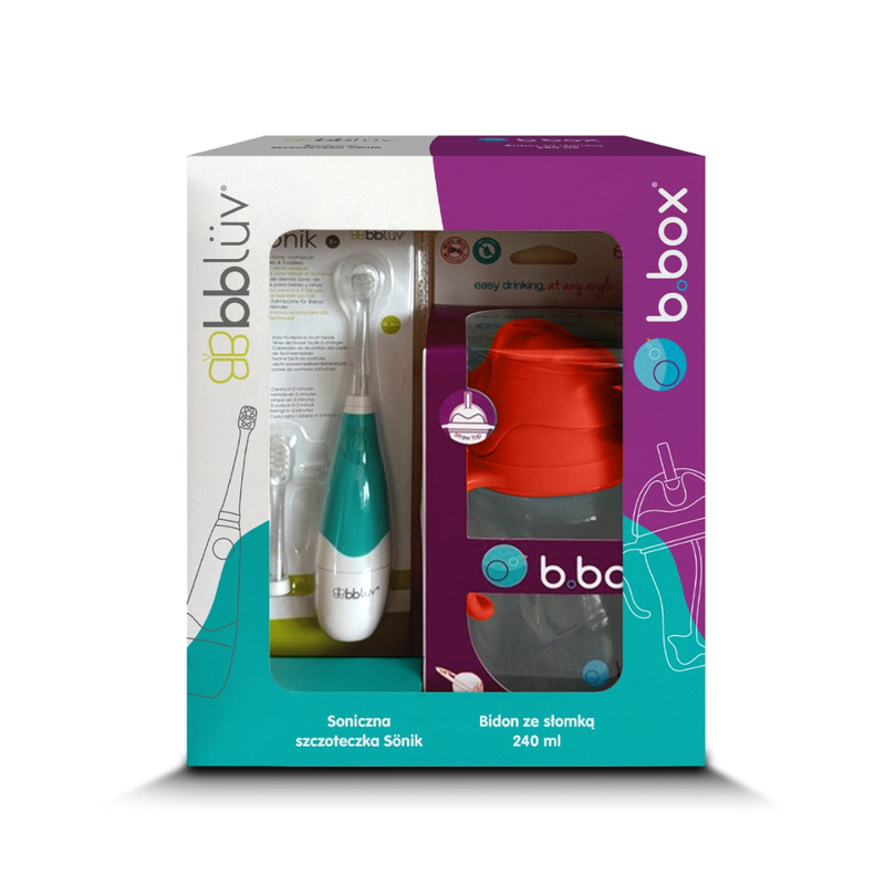 Zestaw Soniczna szczoteczka dla dziecka Sönik, bblüv+ Bidon ze słomką 240 ml, arbuzowy b.box