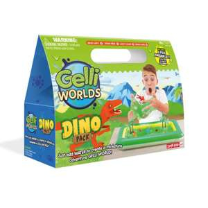 Zimpli Kids Magiczny proszek do wody zestaw do tworzenia gelli z figurkami i tacą Gelli Worlds Dino Pack 5 użyć 3+