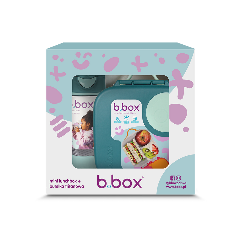 Zestaw Sportowa butelka tritanowa 450 ml + Mini Lunchbox, Emerald Forest, b.box