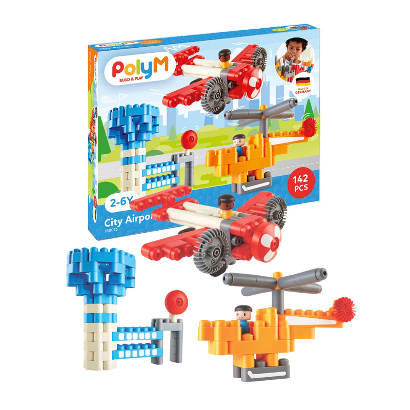 Klocki konstrukcyjne, Lotnisko, 142 el., 2+, PolyM