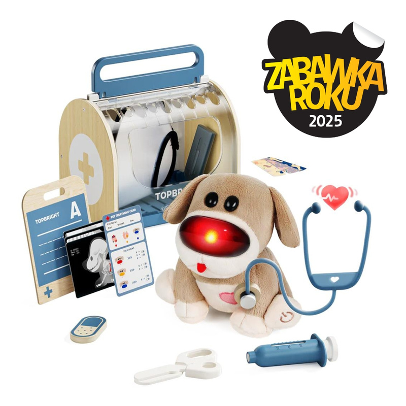Topbright Pluszowa zabawka interaktywna Dr. Dog | Zestaw edukacyjny małego weterynarza 36m+