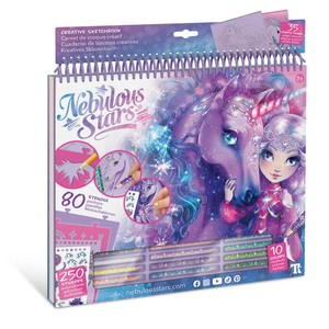 Nebulous Stars Duży szkicownik dla dzieci z kredkami, szablonami i naklejkami – duży zestaw 7+ Konie Firiaz&Daliaz rozm. L