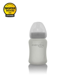 Szklana butelka ze smoczkiem S, 150 ml, szara, Everyday Baby