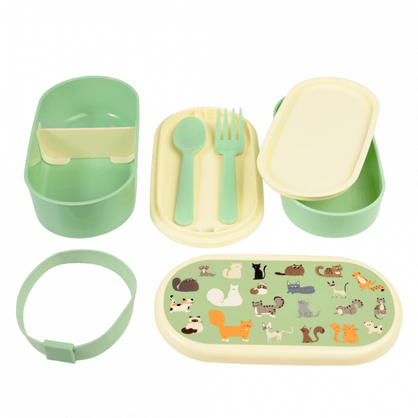 Rex London Lunchbox Bento ze sztućcami, Koty