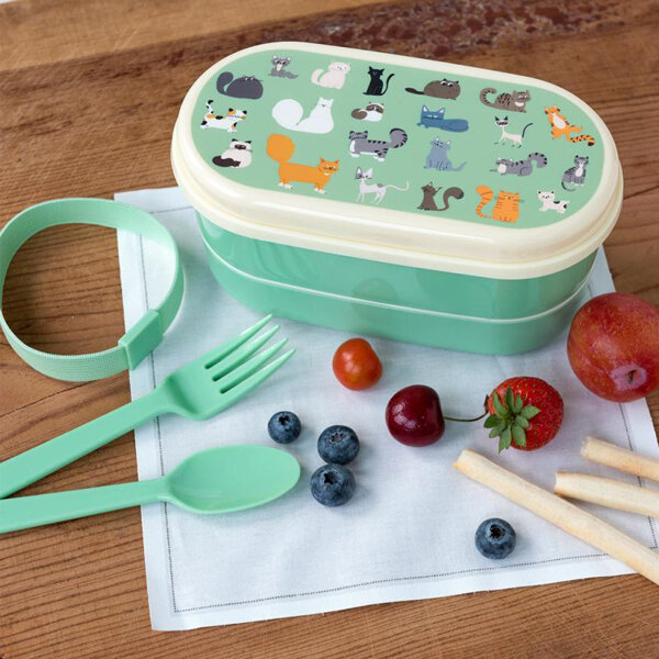 Rex London Lunchbox Bento ze sztućcami, Koty