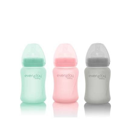 Szklana butelka  ze smoczkiem S, 150 ml, różowa, Everyday Baby