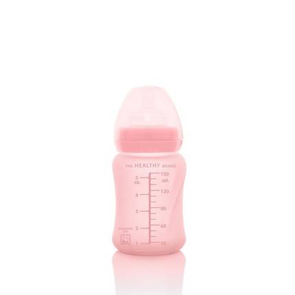 Szklana butelka  ze smoczkiem S, 150 ml, różowa, Everyday Baby