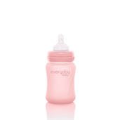 Szklana butelka  ze smoczkiem S, 150 ml, różowa, Everyday Baby